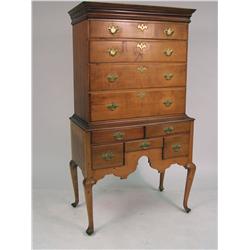 A QUEEN ANNE MAPLE HIGH CHEST OF DRAWERS