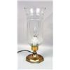 Image 2 : A PAIR OF BRASS AND GLASS HURRICANE LAMPS