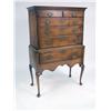 Image 1 : A QUEEN ANNE FIGURED MAPLE HIGH CHEST OF DRAWERS