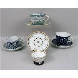 THREE PORCELAIN BREAKFAST CUPS AND SAUCERS