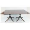 Image 1 : A BAKER FURNITURE REGENCY-STYLE INLAID MAHOGANY EXTENSION TWO-PEDESTAL DINING TABLE