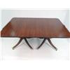 Image 2 : A BAKER FURNITURE REGENCY-STYLE INLAID MAHOGANY EXTENSION TWO-PEDESTAL DINING TABLE