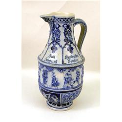 A GERMAN BLUE AND GREY SALT GLAZED WINE KRUG