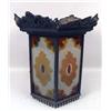Image 1 : A HANGING TIN LANTERN WITH PAINTED GLASS PANELS