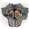 Image 2 : A HANGING TIN LANTERN WITH PAINTED GLASS PANELS