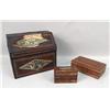 Image 3 : AN ASSEMBLED ITALIAN RENAISSANCE-STYLE STAMPED LEATHER AND GILT DESK SET