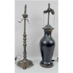 A BRONZE TABLE LAMP
