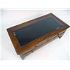 Image 3 : A CONTEMPORARY STAINED MAPLE VITRINE TABLE WITH DRAWERS