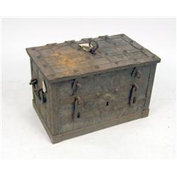 A WROUGHT-IRON STRONG BOX