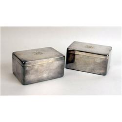 A MATCHED PAIR OF TIFFANY &amp; CO. MAKERS SILVER SOLDERED RECTANGULAR LIDDED BOXES