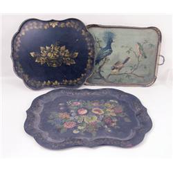 THREE TOLEWARE TRAYS
