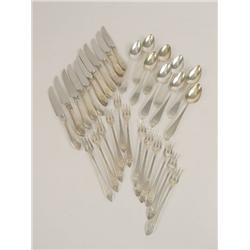 A GROUP OF DOMINICK &amp; HAFF "POINTED ANTIQUE" (1895) STERLING SILVER FLATWARE