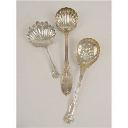 THREE SILVER SERVING SPOONS