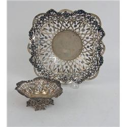 AN ENGLISH SILVER FOOTED RETICULATED BONBON DISH