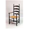Image 1 : A TURNED AND PATINATED MAPLE RUSH-SEAT LADDERBACK ARMCHAIR