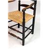 Image 2 : A TURNED AND PATINATED MAPLE RUSH-SEAT LADDERBACK ARMCHAIR