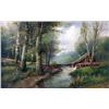 Image 1 : A FRAMED OIL ON CANVAS OF A RIVERSCAPE
