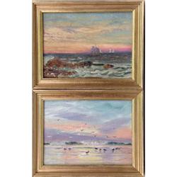 TWO FRAMED OIL ON BOARD SEASCAPES BY JOHN HAWKINS