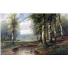 Image 1 : A FRAMED OIL ON CANVAS OF A FOREST POND