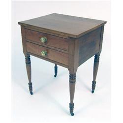 A CLASSICAL CHERRYWOOD TWO-DRAWER SIDE TABLE