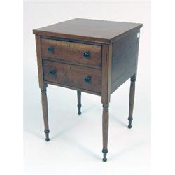 A CLASSICAL CHERRYWOOD TWO-DRAWER SEWING TABLE