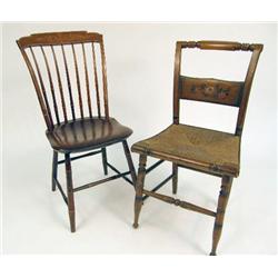 A STENCIL-DECORATED RUSH SEAT FANCY CHAIR