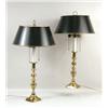 Image 1 : A PAIR OF BRASS CANDLESTICK-FORM LAMPS