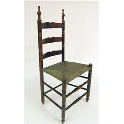 A LADDERBACK MAHOGANY HACKENSACK RUSH-SEAT SIDE CHAIR