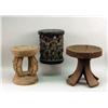 Image 1 : THREE DECORATIVE CARVED WOOD AFRICAN STOOLS
