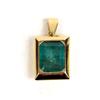Image 1 : A 14K YELLOW GOLD MOUNTED RECTANGULAR EMERALD PENDANT