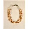 Image 2 : A THREE STRAND WHITE, PINK AND MAUVE PEARL NECKLACE