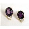 Image 1 : A PAIR OF 14K YELLOW GOLD, AMETHYST, DIAMOND AND PEARL EARRINGS