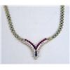 Image 3 : A 14K YELLOW GOLD, DIAMOND AND RUBY NECKLACE AND BRACELET SUITE