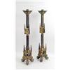 Image 1 : A PAIR OF VICTORIAN CAST-BRASS GOTHIC REVIVAL CANDLESTICKS