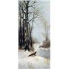 Image 2 : AN OIL ON CANVAS OF A FOX IN A SNOWY LANDSCAPE