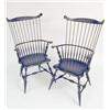 Image 1 : A PAIR OF BLACK-PAINTED COMB-BACK-STYLE WINDSOR ARMCHAIRS