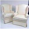 Image 1 : A PAIR OF CHIPPENDALE-STYLE WHITE-UPHOLSTERED EASY CHAIRS