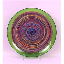 A MURANO SWIRLED POLYCHROME ART GLASS CHARGER PLATE