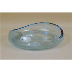 A PALE BLUE MURANO GLASS FREE-FORM BOWL