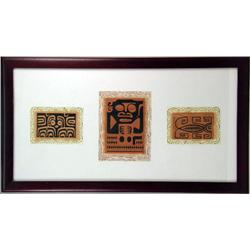 TWO FRAMED TRIPTYCHS OF TAPAS