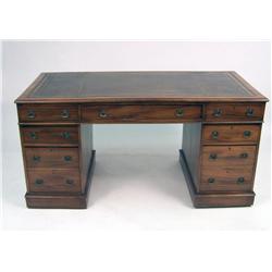 A VICTORIAN MAHOGANY PEDESTAL DESK