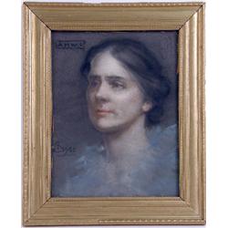 A FRAMED JOHN SHIRREFFS PASTEL PORTRAIT OF HIS WIFE
