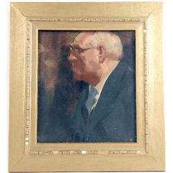 A FRAMED JOHN SHIRREFFS OIL ON PAPER, A SELF-PORTRAIT