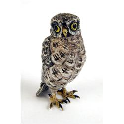 AN AUSTRIAN COLD-PAINTED BRONZE OWL FIGURE