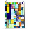 Image 1 : Geometric Stained Art Glass Hanging Window Panel
