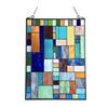 Image 3 : Geometric Stained Art Glass Hanging Window Panel