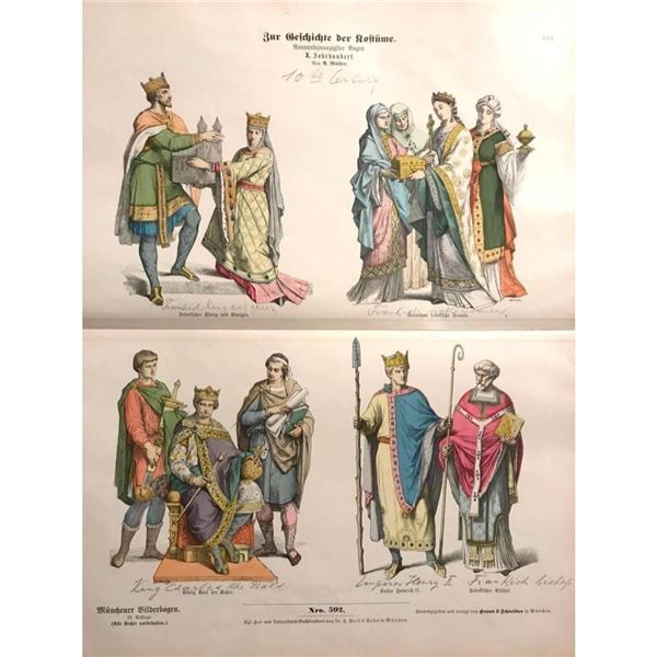 Rare 19thc Costume Plates, 10thc Kings