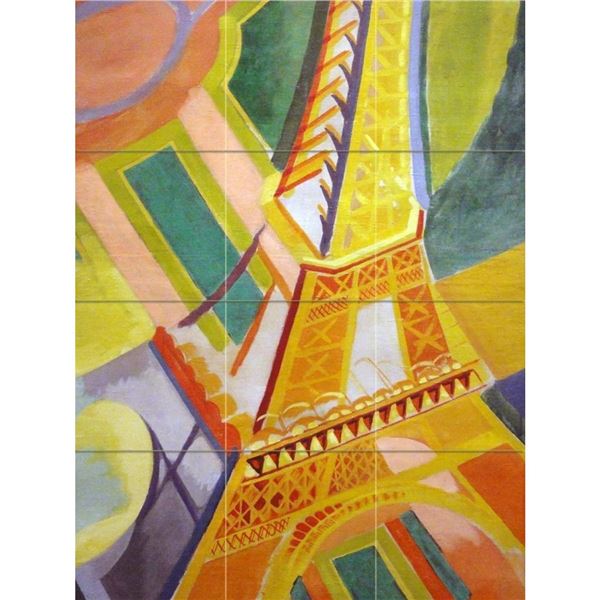 After R. Delaunay, Paris Eiffel Tower Ceramic Art Tile Mural