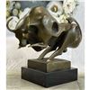 Image 1 : Signed Surrealist Charging Bull Bronze Sculpture