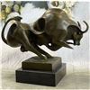 Image 3 : Signed Surrealist Charging Bull Bronze Sculpture